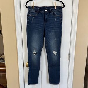 White House Black Market Dark Blue Distressed Skinny Jeans